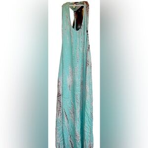 ELAN tie dye poolside dress with pockets full length. Twist back